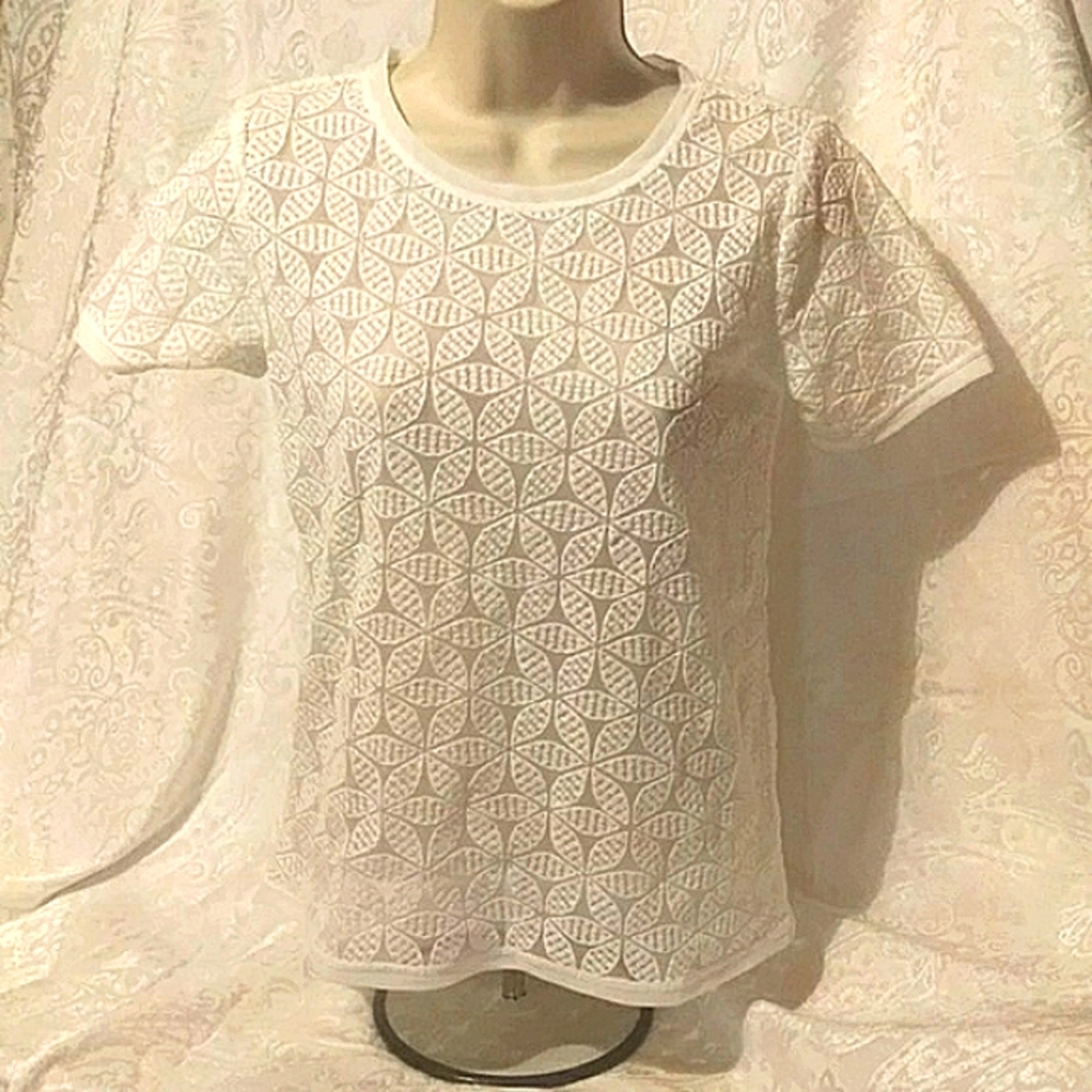 💚Ann Taylor Loft White Lace T